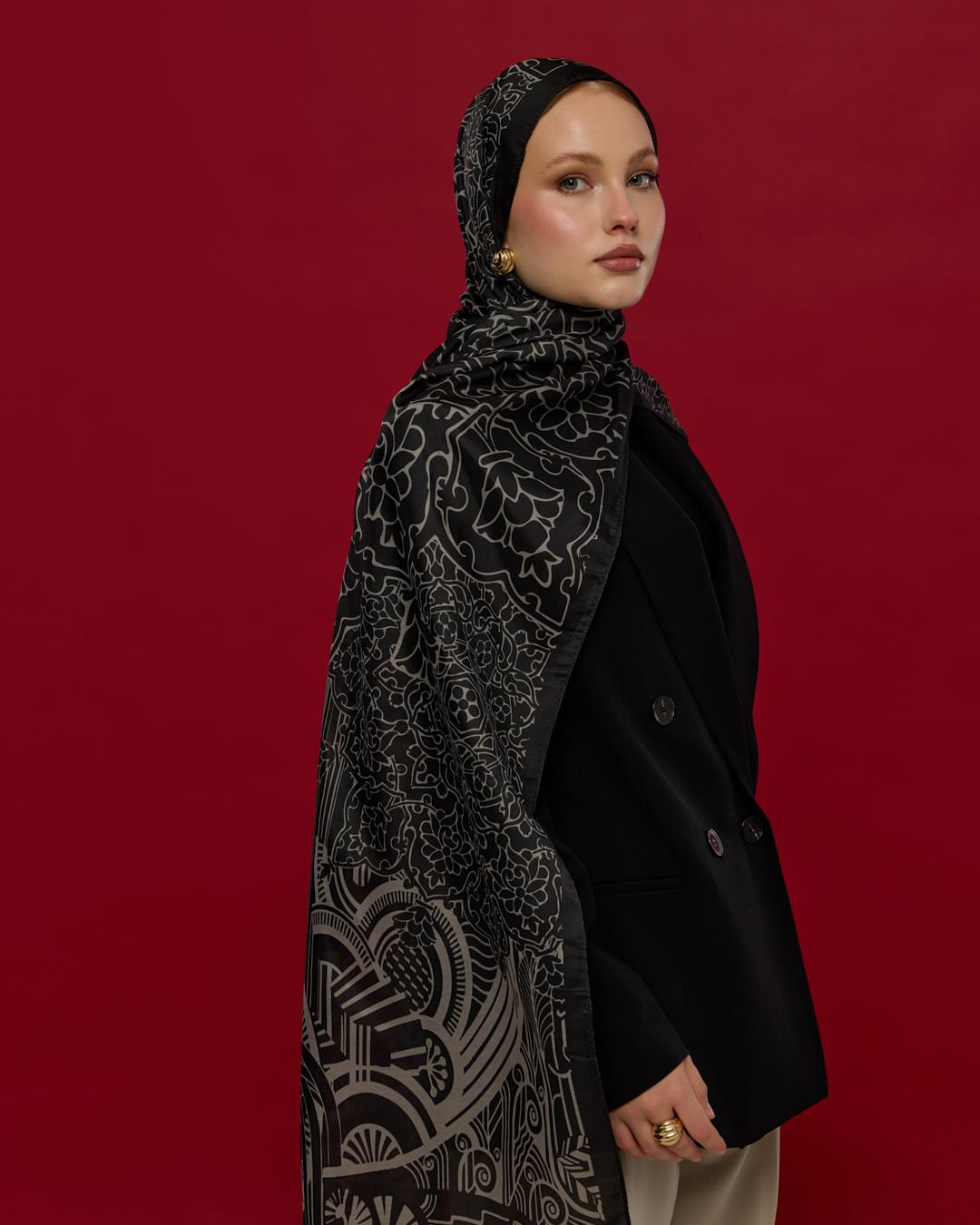 Gece & Krem Harem Rüyası Desen Şal