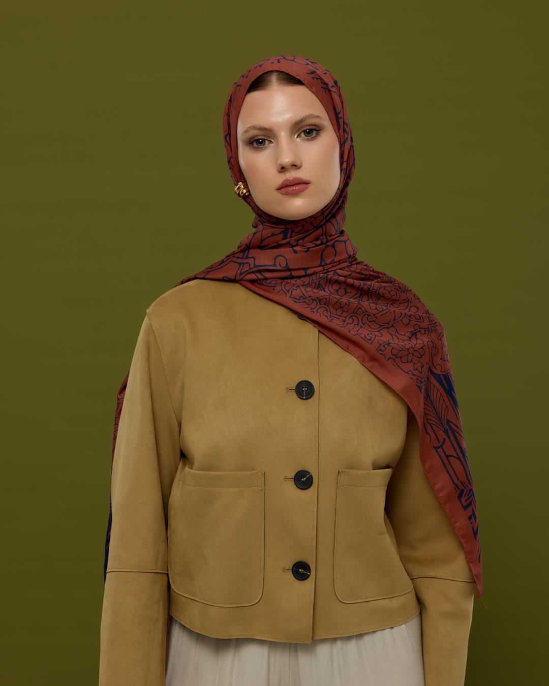 Gece Laciverti & Bakır Harem Rüyası Desen Şal