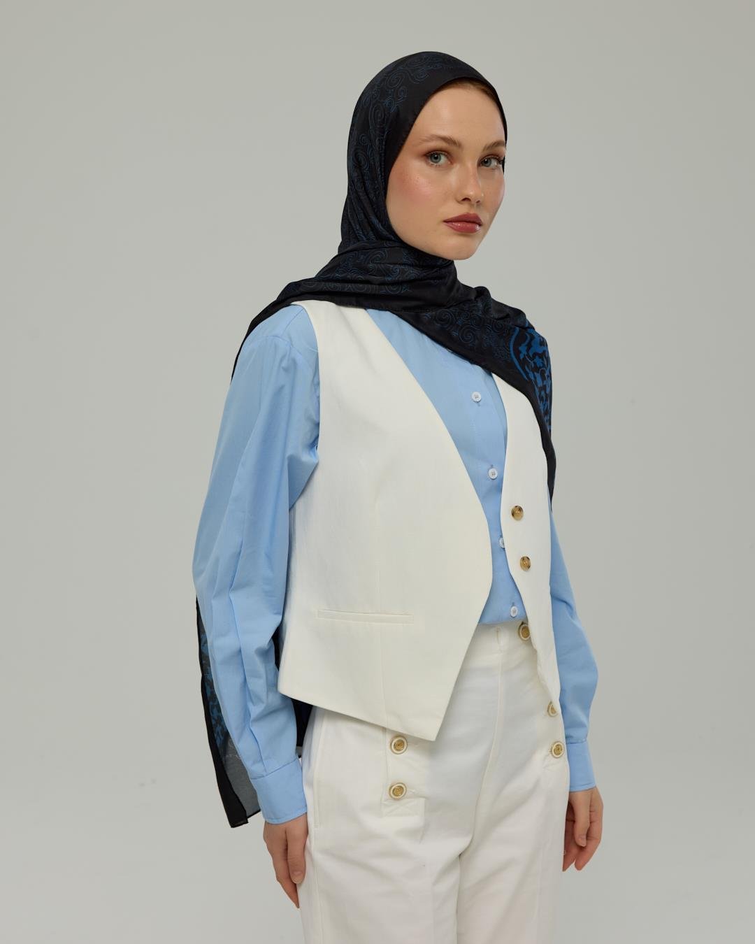 Gece & Mavi Saraylı Desen Şal