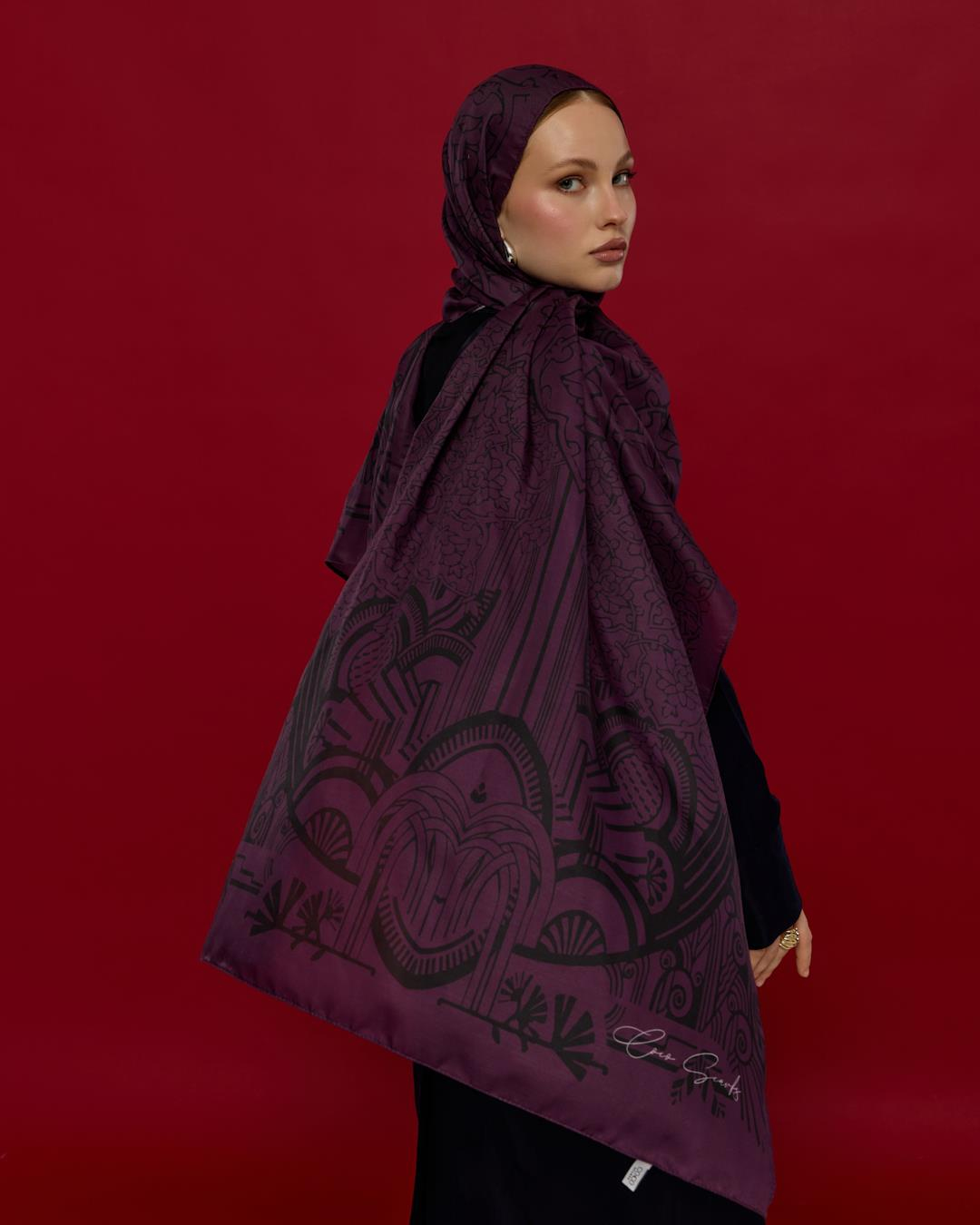 Gece & Mürdüm Harem Rüyası Desen Şal