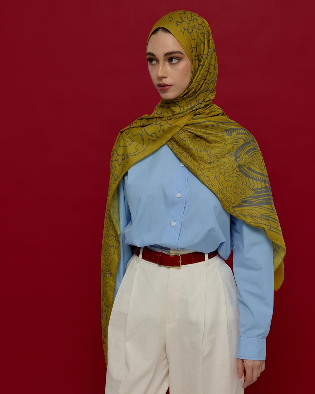 Hasat Sarısı & Kurşun Gri Harem Rüyası Desen Şal