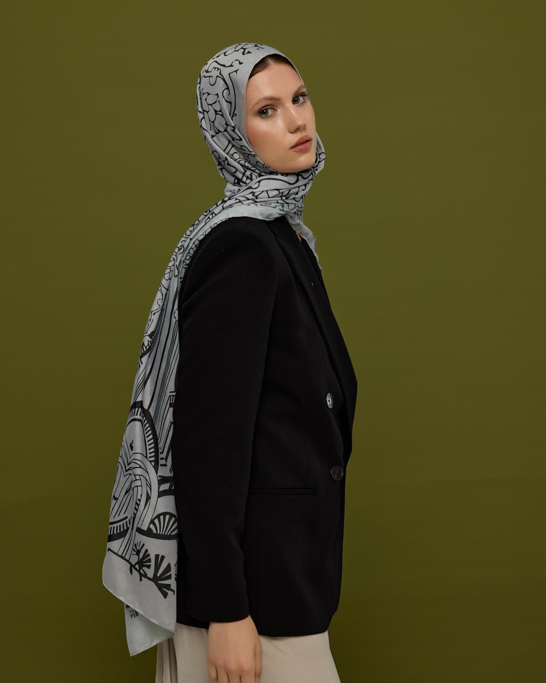 İnci & Siyah Harem Rüyası Desen Şal