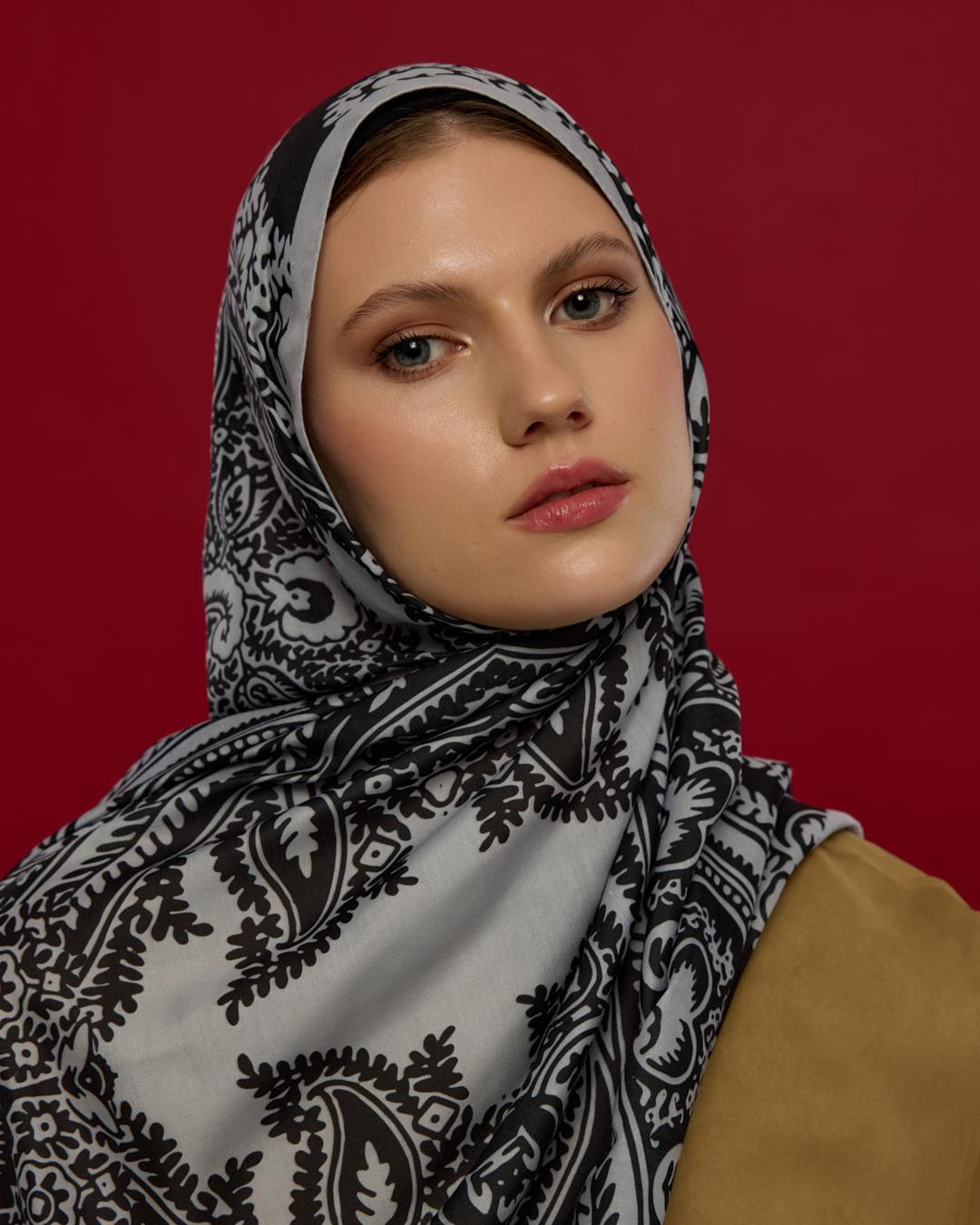 İnci & Siyah Sultani Desen Şal