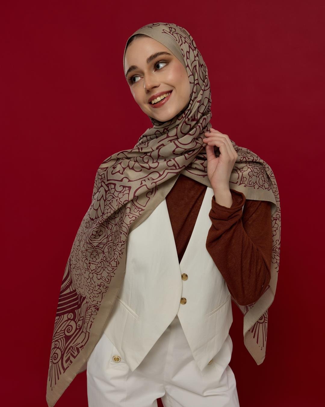 İnci Taşı & Tarçın Kabuk Harem Rüyası Desen Şal