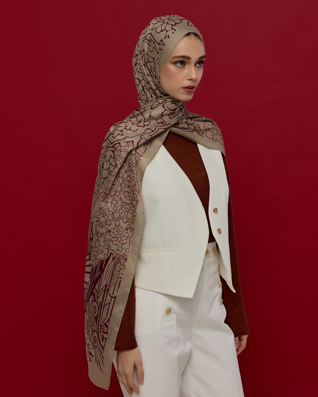 İnci Taşı & Tarçın Kabuk Harem Rüyası Desen Şal