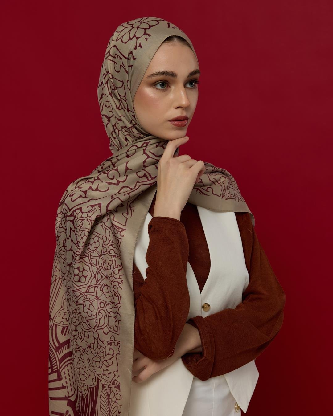 İnci Taşı & Tarçın Kabuk Harem Rüyası Desen Şal