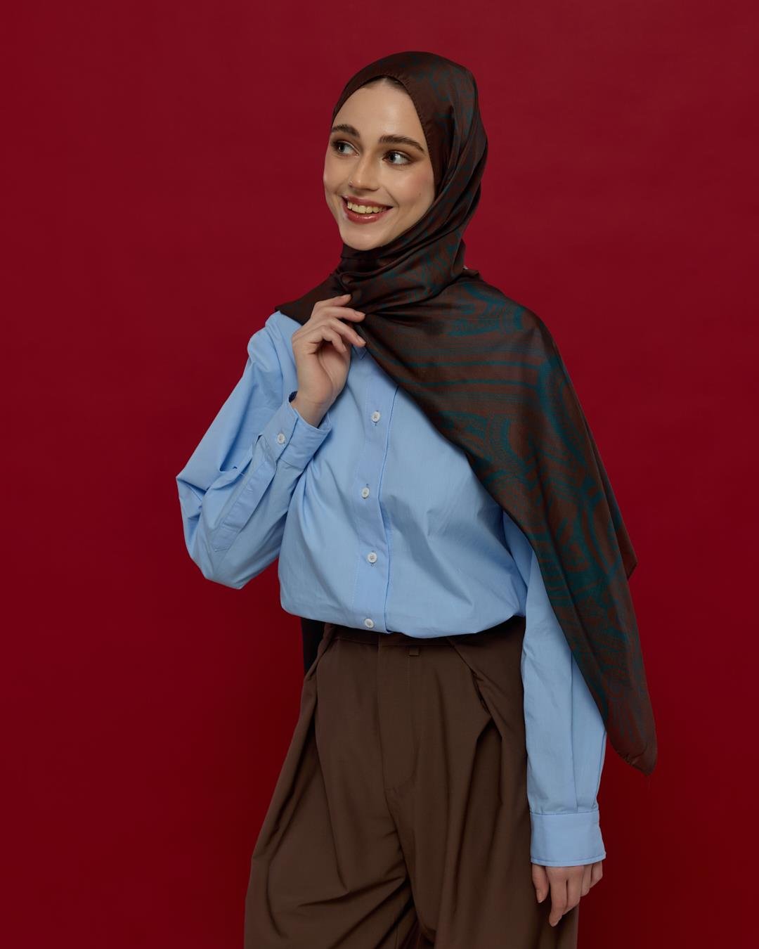 Kakao & Petrol Harem Rüyası Desen Şal