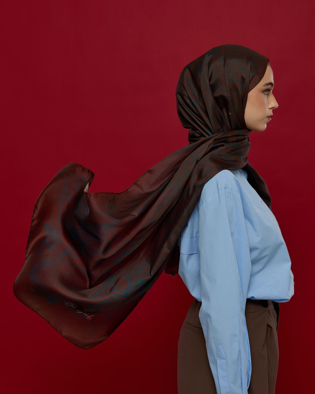 Kakao & Petrol Harem Rüyası Desen Şal