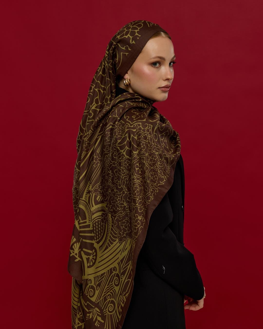 Kavrulmuş Kahve & Susam Işıltısı Harem Rüyası Desen Şal