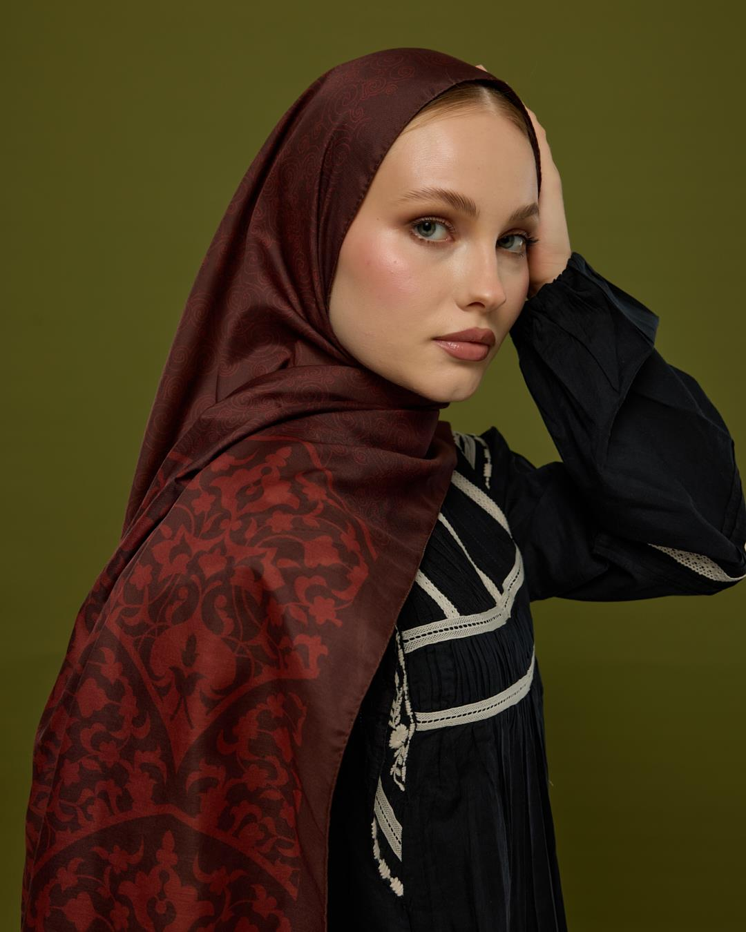 Kestane Kabuğu & Tuzlu Karamel Saraylı Desen Şal