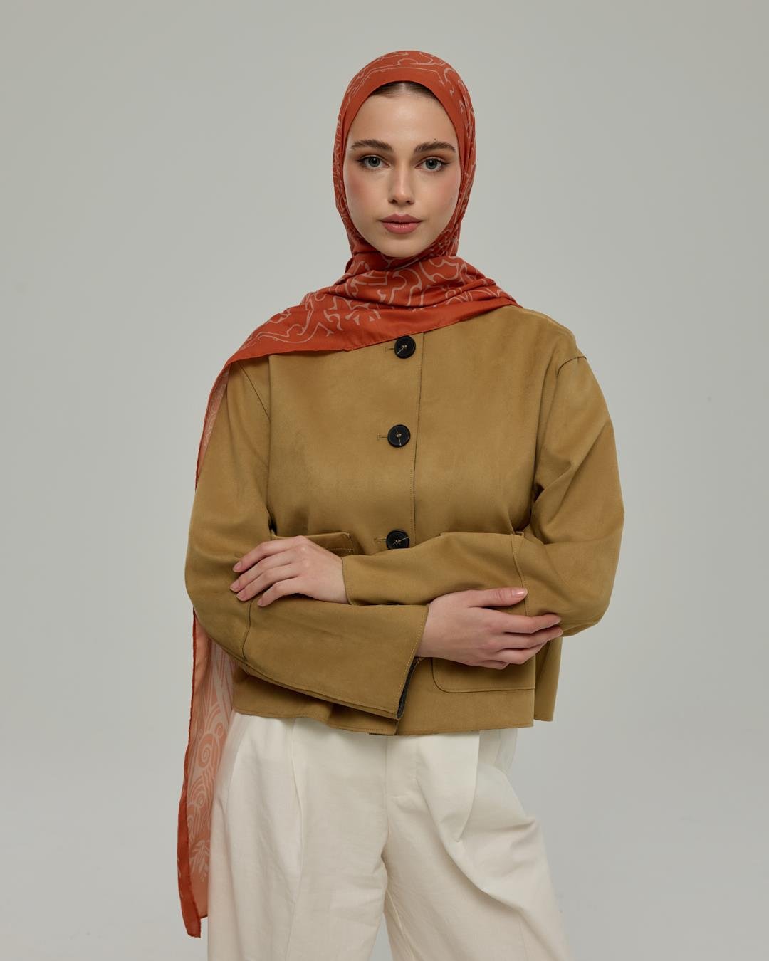 Kiremit & Krem Gölgesi Harem Rüyası Desen Şal