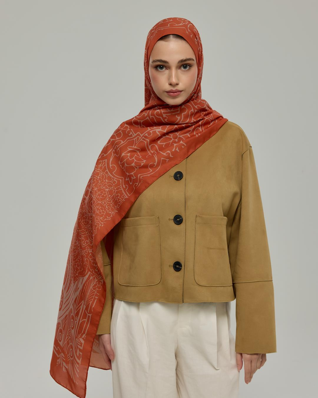 Kiremit & Krem Gölgesi Harem Rüyası Desen Şal