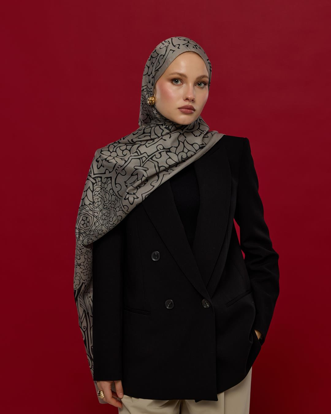 Krem & Gece Harem Rüyası Desen Şal