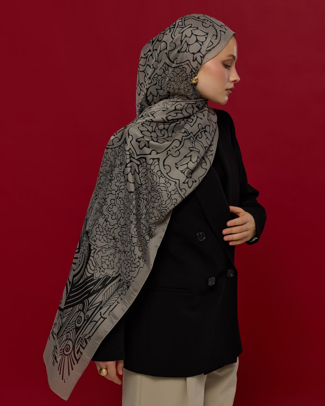 Krem & Gece Harem Rüyası Desen Şal