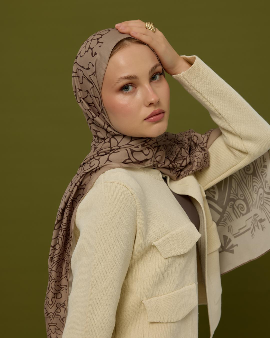 Krem Tarçını & Kakao Harem Rüyası Desen Şal