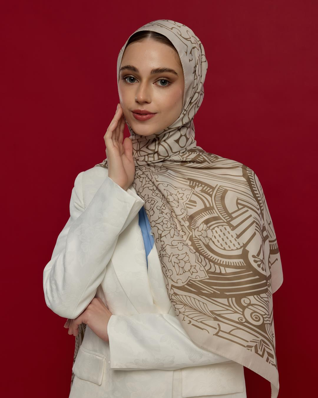 Krem & Toprak Harem Rüyası Desen Şal