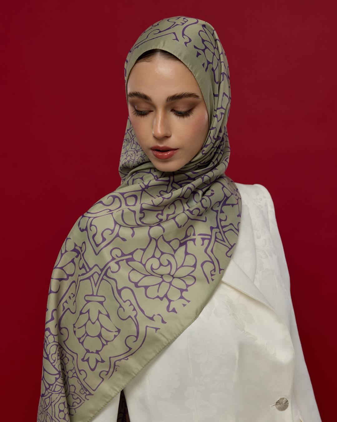 Krem Zencefil & Menekşe Harem Rüyası Desen Şal