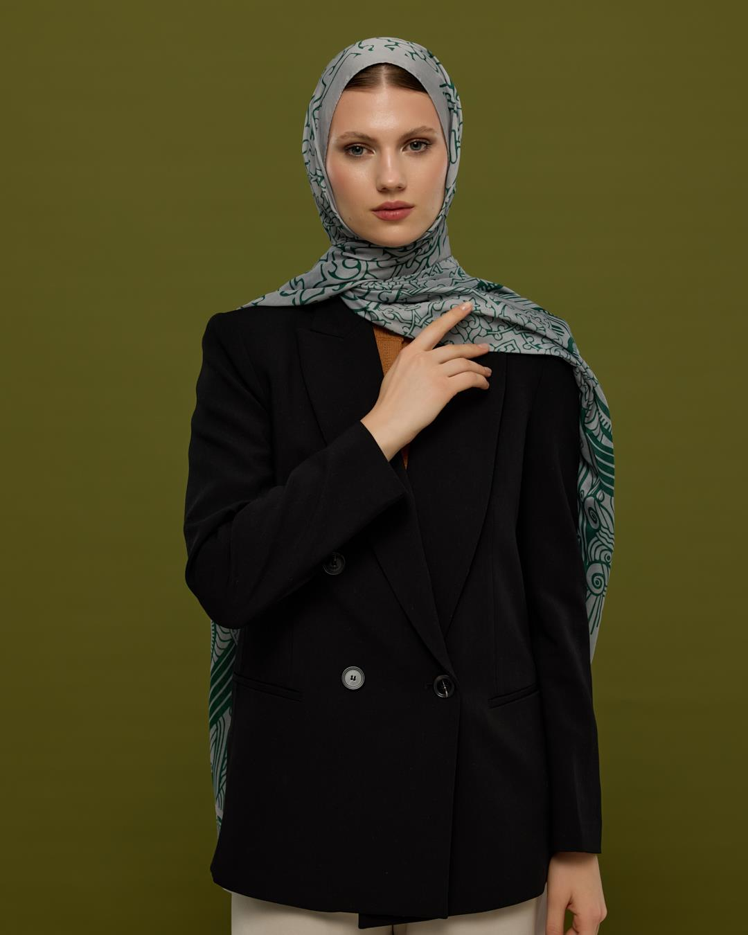 Krem & Zümrüt Harem Rüyası Desen Şal