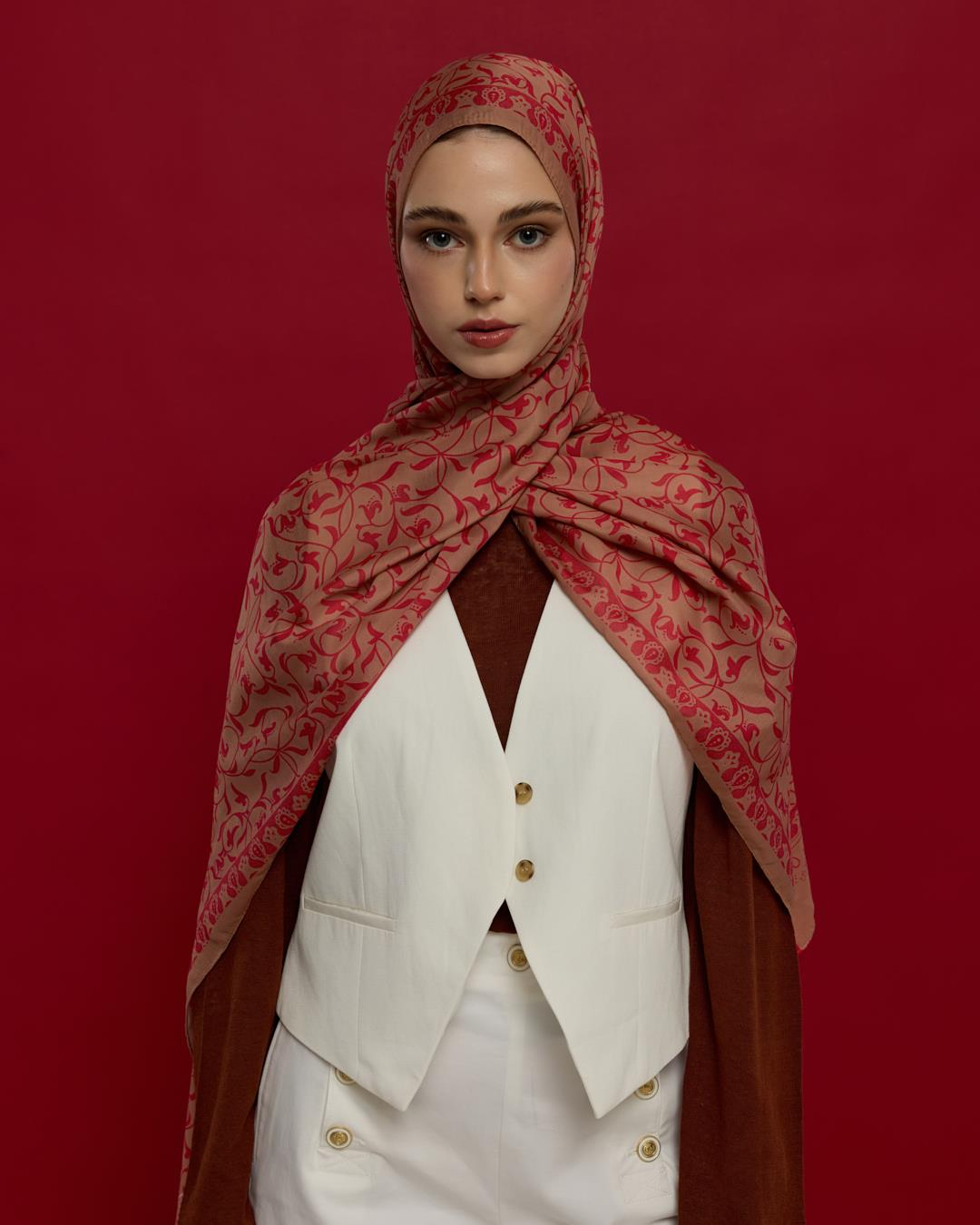 Kum Beji & Nar Çiçeği Lale Bahçesi Desen Şal