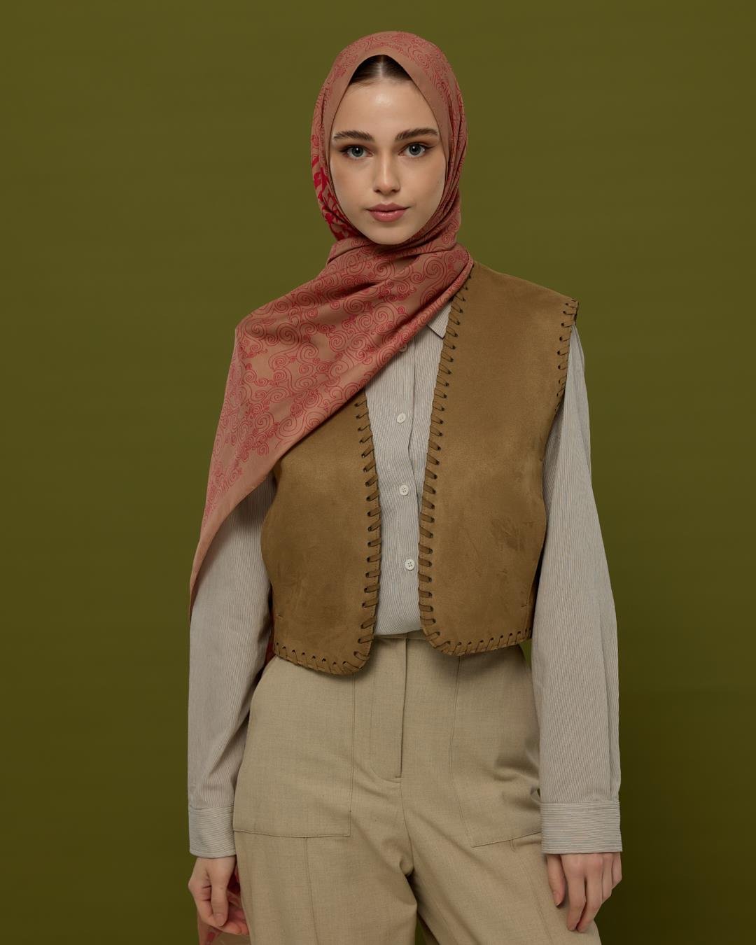 Kum Beji & Nar Çiçeği Saraylı Desen Şal