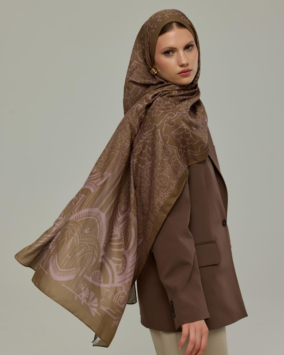 Kumral & Leylak Gölgüsü Harem Rüyası Desen Şal