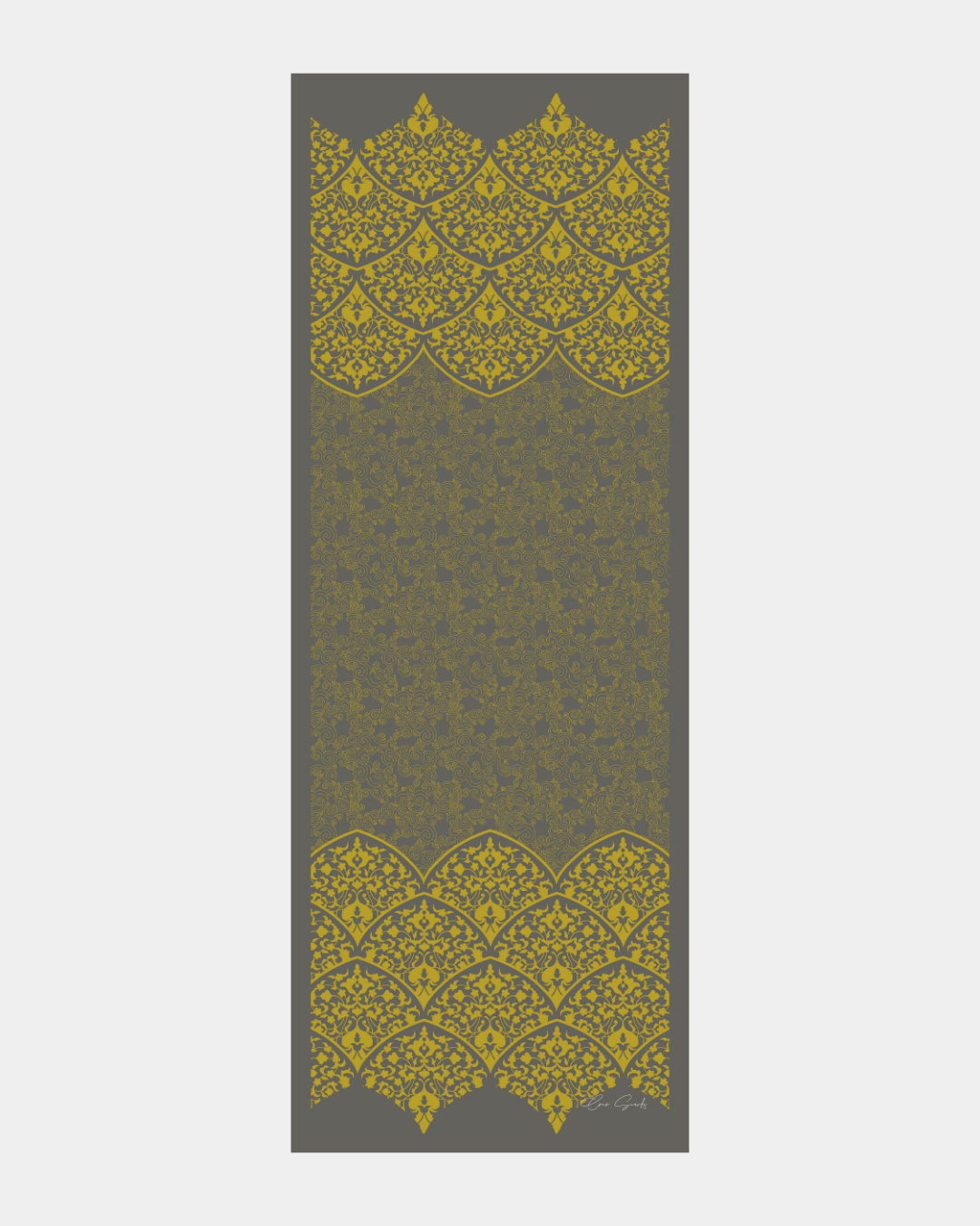 Kurşun Gri & Hasat Sarısı Saraylı Desen Şal