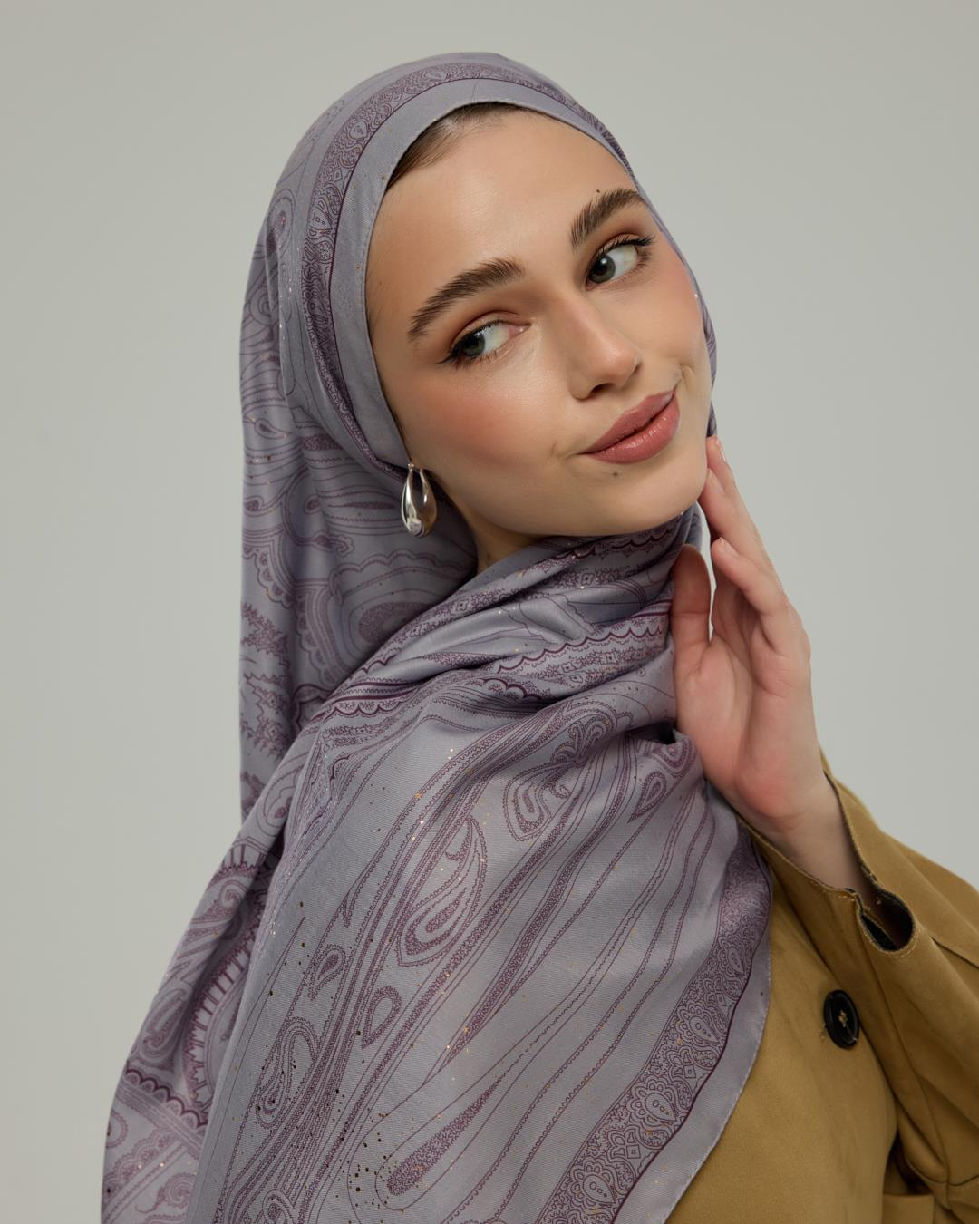 Leylak & Erguvani Hürrem Desen Işıltılı Şal