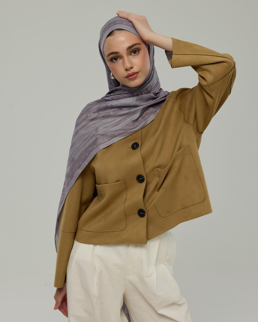 Leylak & Erguvani Hürrem Desen Işıltılı Şal