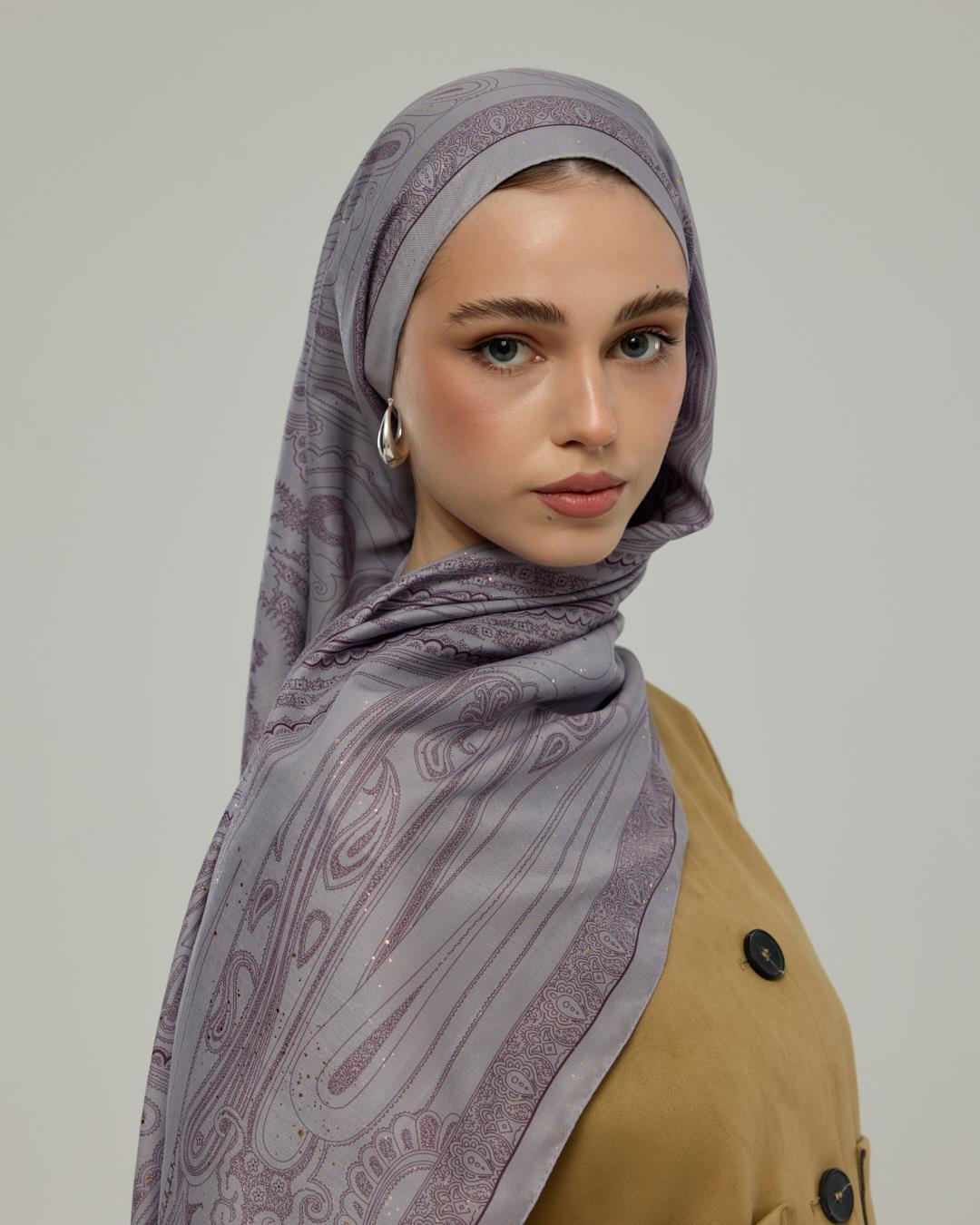 Leylak & Erguvani Hürrem Desen Işıltılı Şal