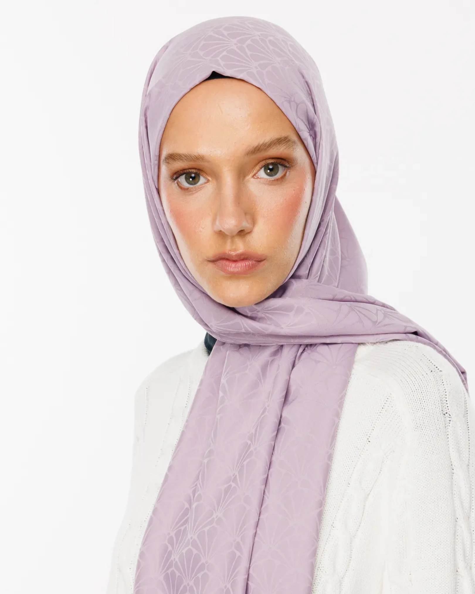 Lila Lotus Desen İpeksi Jakar Şal