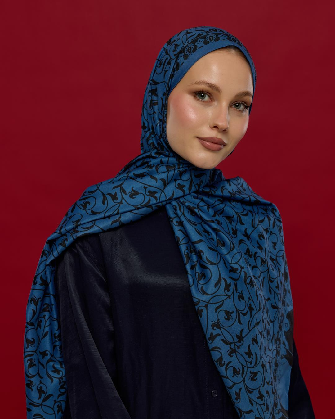 Mavi & Gece Lale Bahçesi Desen Şal