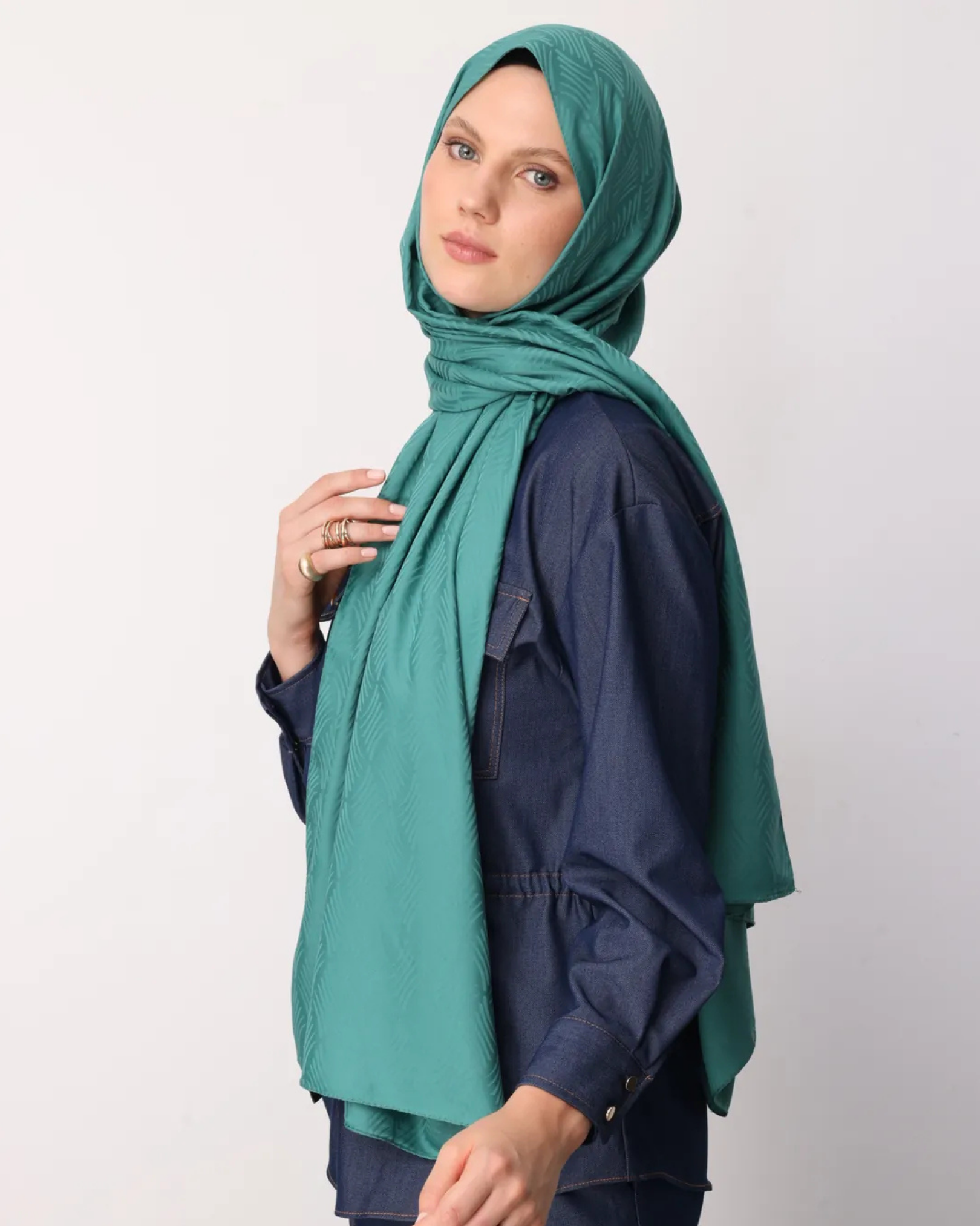 Mint Yeşili Aura Desen İpeksi Jakar Şal