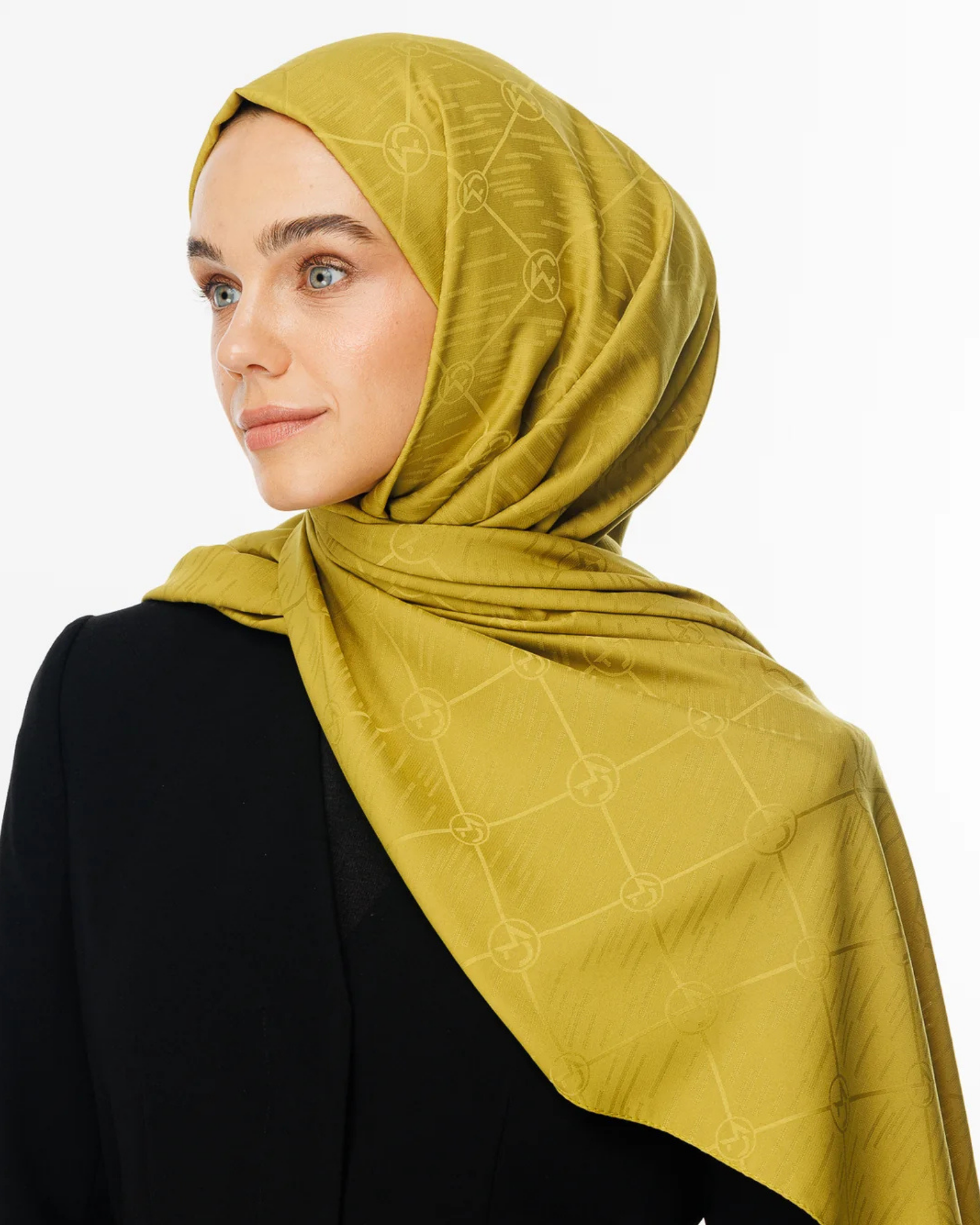 Oliv Yeşili Moon Is Desen Jakar Şal