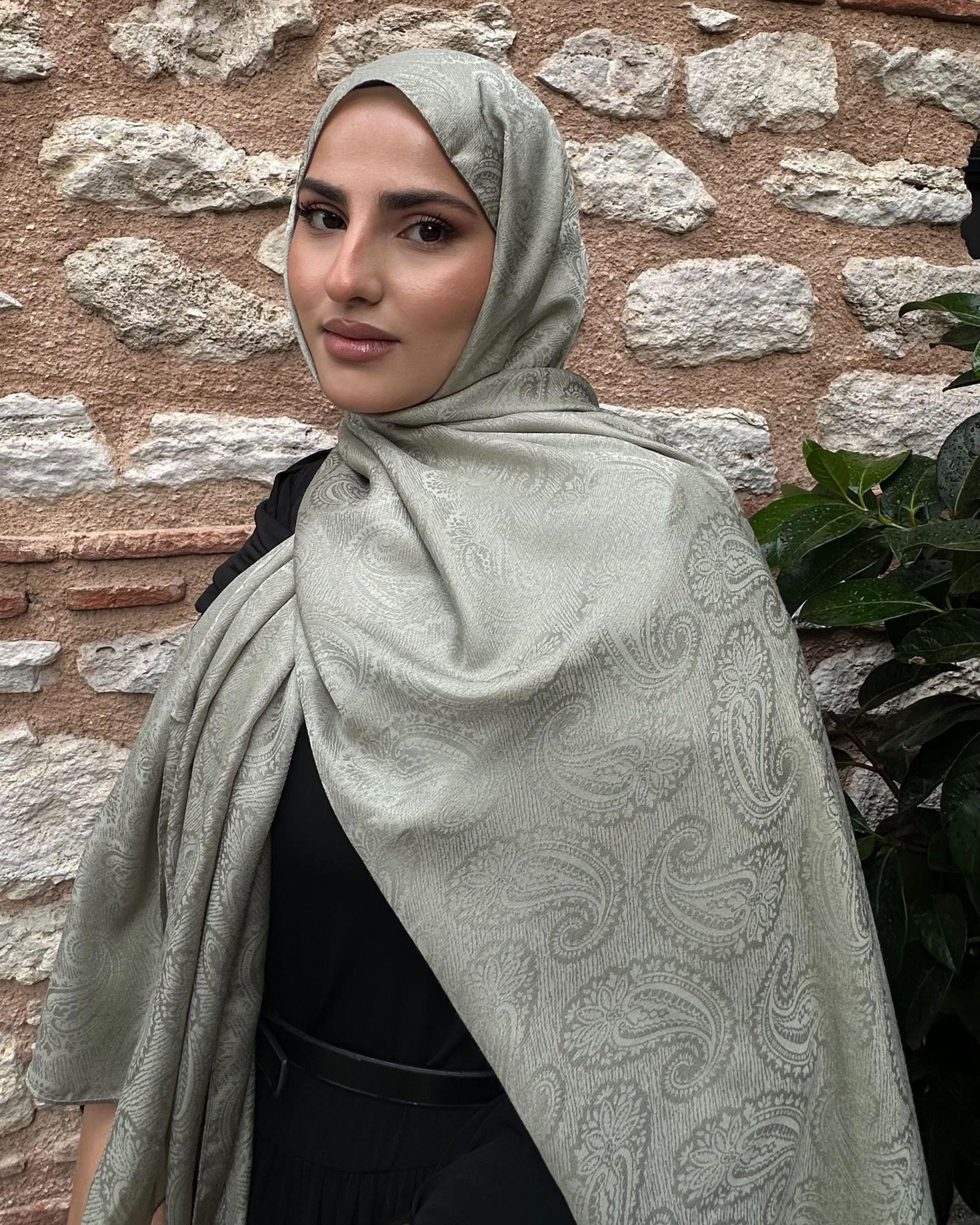 Pastel Yeşil Rumi Desen Jakar Şal