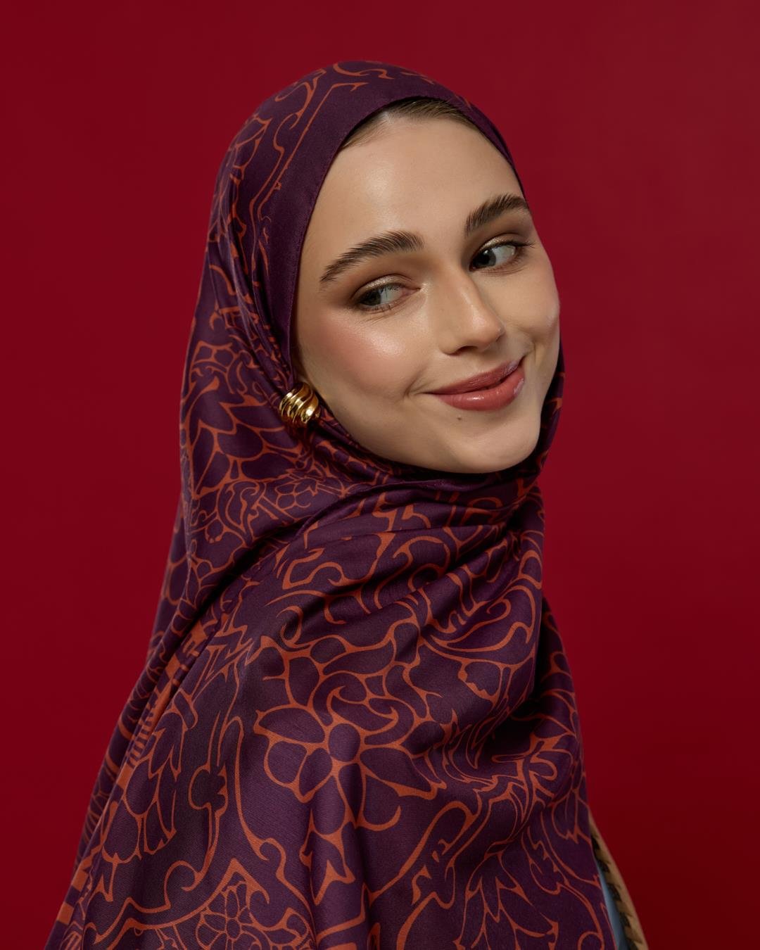 Patlıcan & Amber Tınısı Harem Rüyası Desen Şal