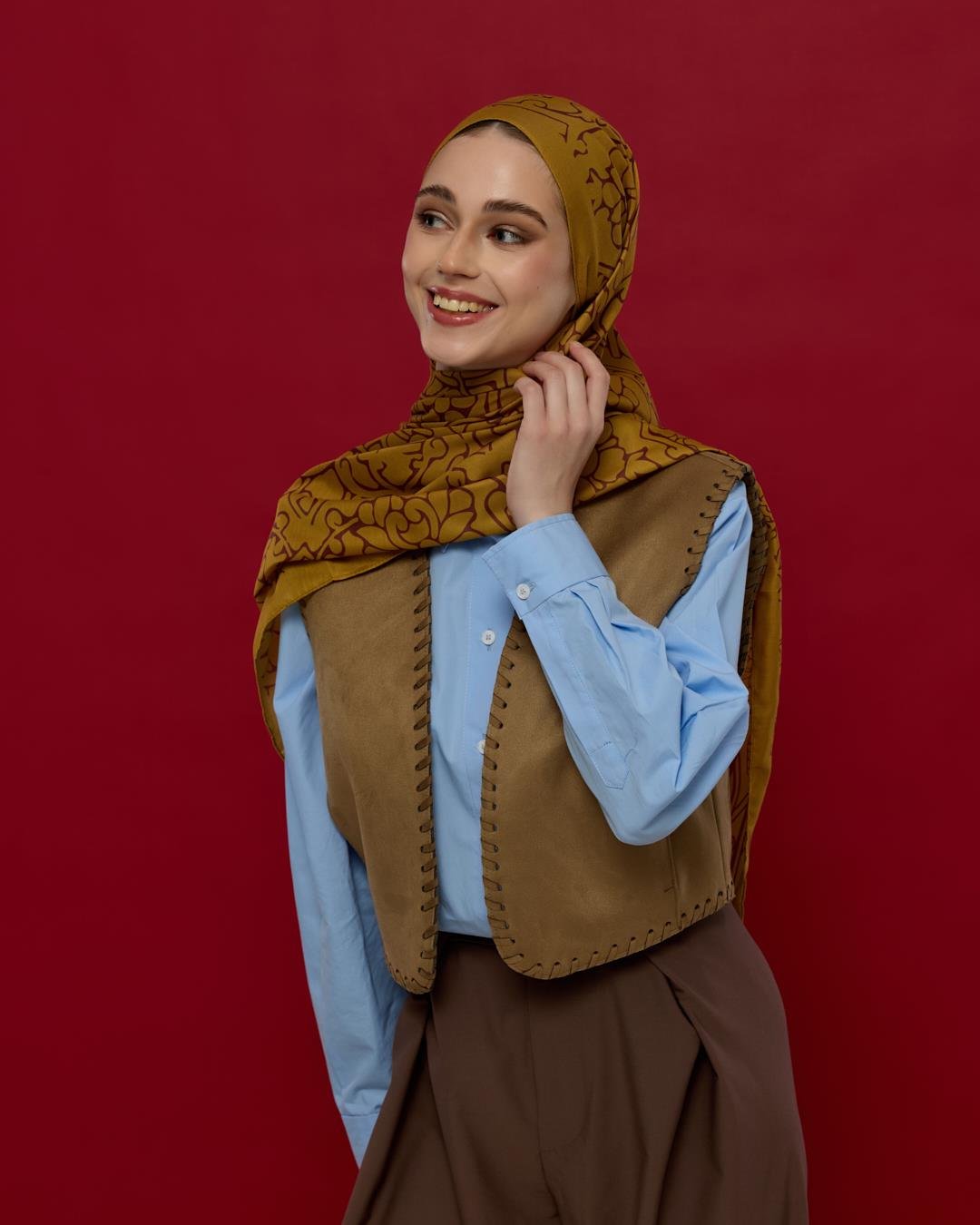 Saf Altın & Tarçın Rüzgarı Harem Rüyası Desen Şal