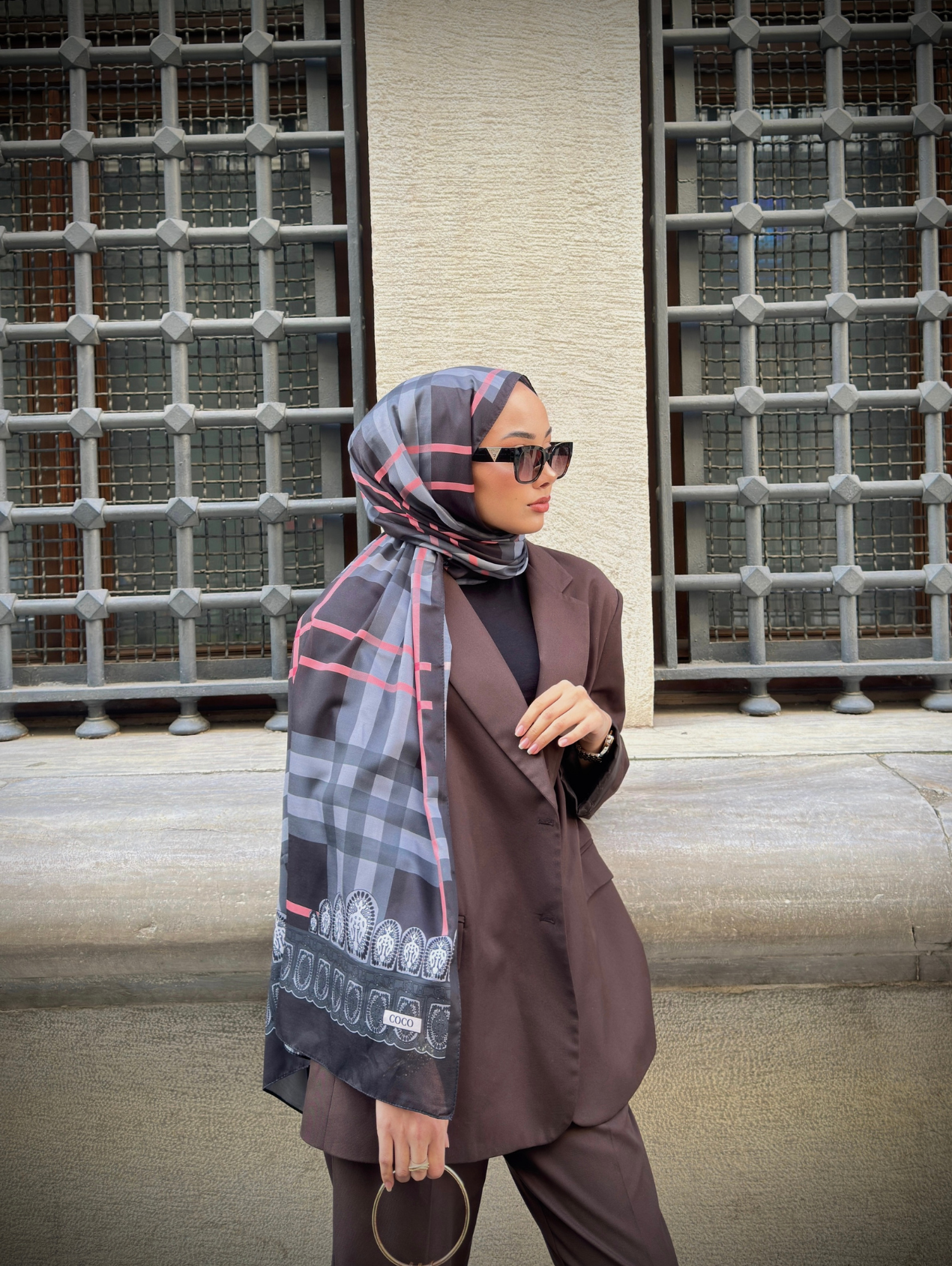 Siyah Tartan Desen Modal Şal 