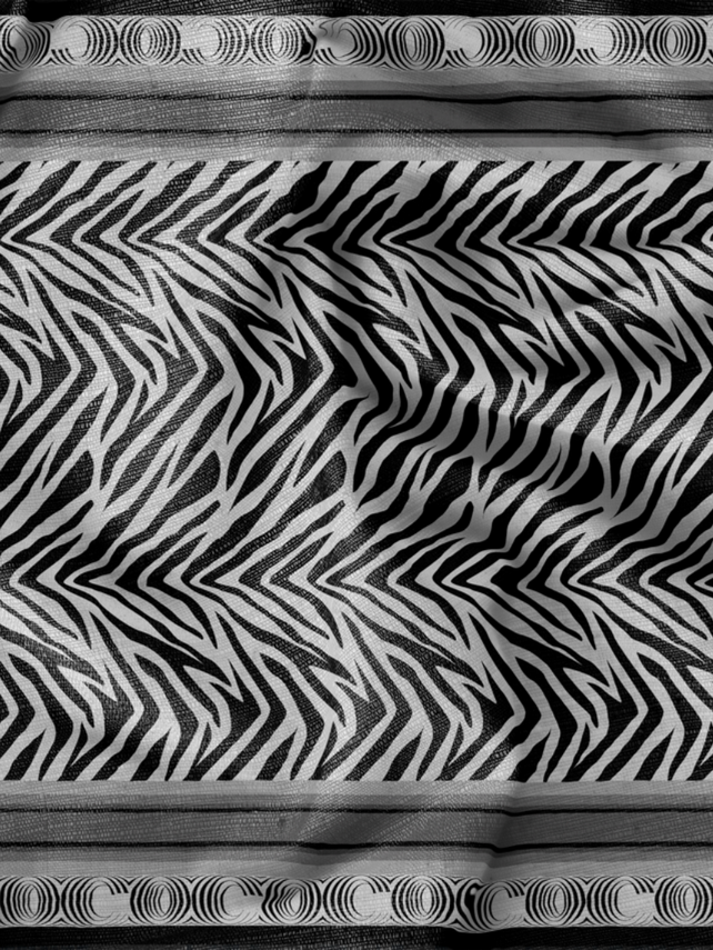 Siyah Zebra Desen İpek Şal