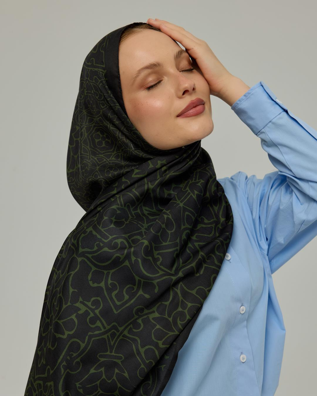 Siyah & Zeytin Harem Rüyası Desen Şal