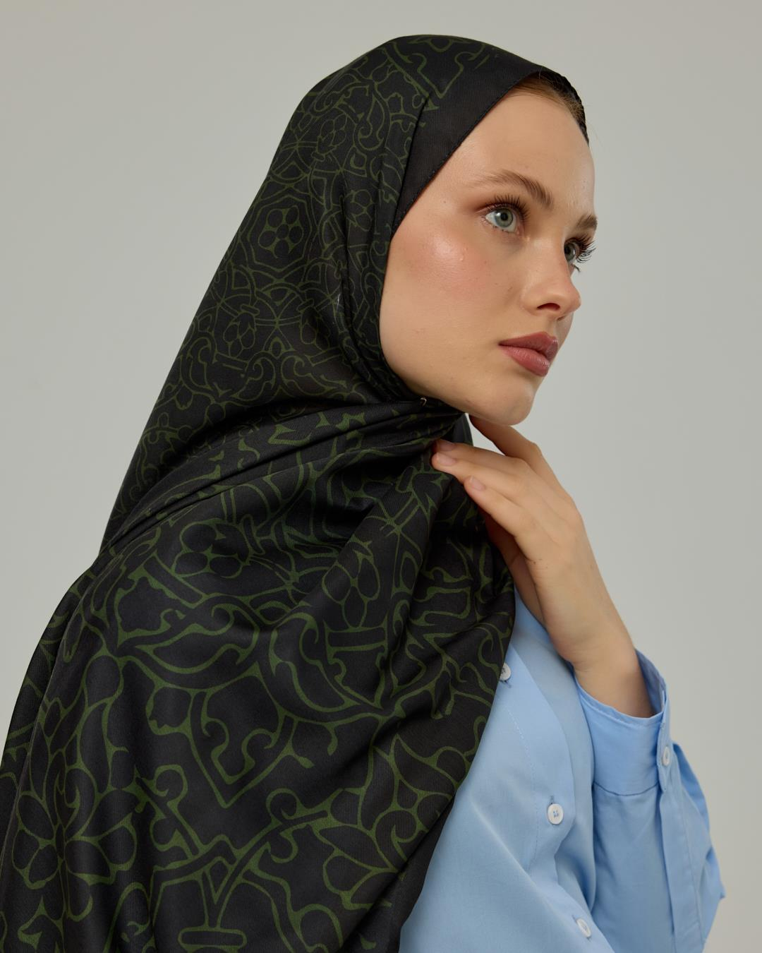 Siyah & Zeytin Harem Rüyası Desen Şal