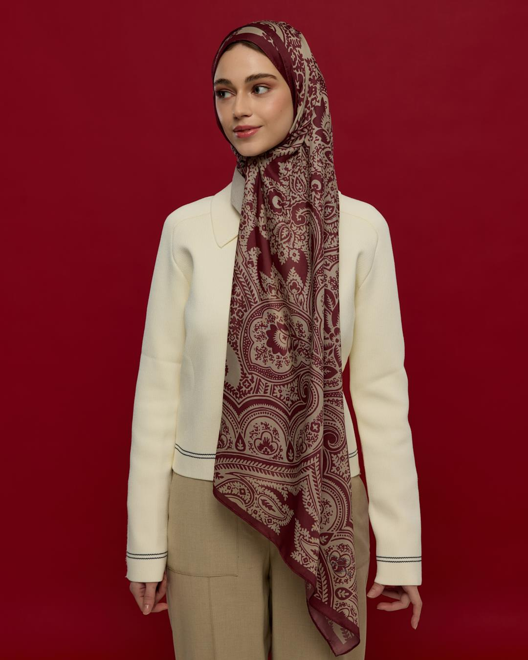 Tarçın Kabuk & İnci Taşı Sultani Desen Şal