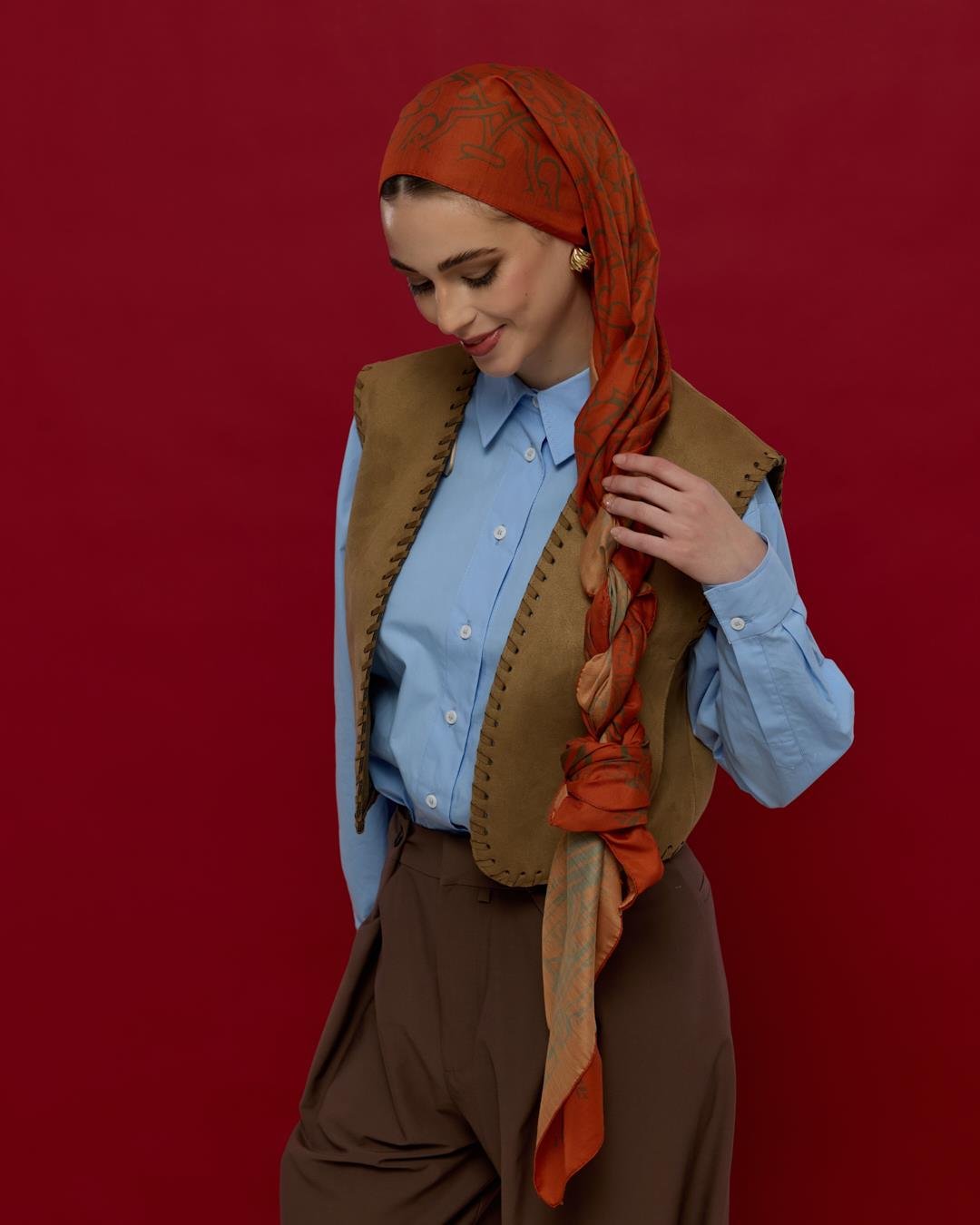 Tarçin & Zeytin Kabuğu Harem Rüyası Desen Şal