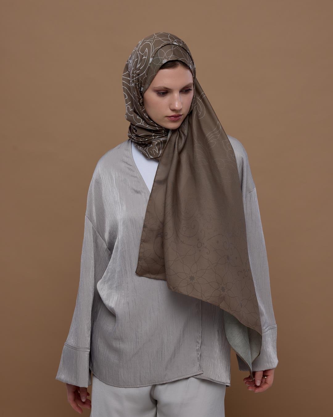 Toprak & Krem Fısıltı Efsunlu Desen Şal