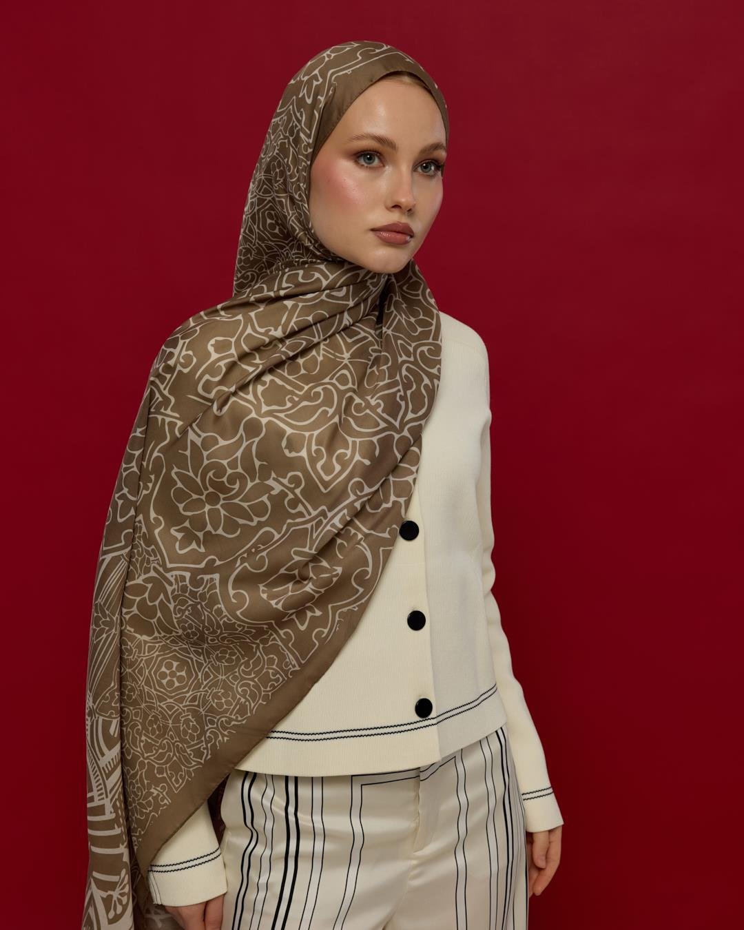 Toprak & Krem Fısıltı Harem Rüyası Desen Şal