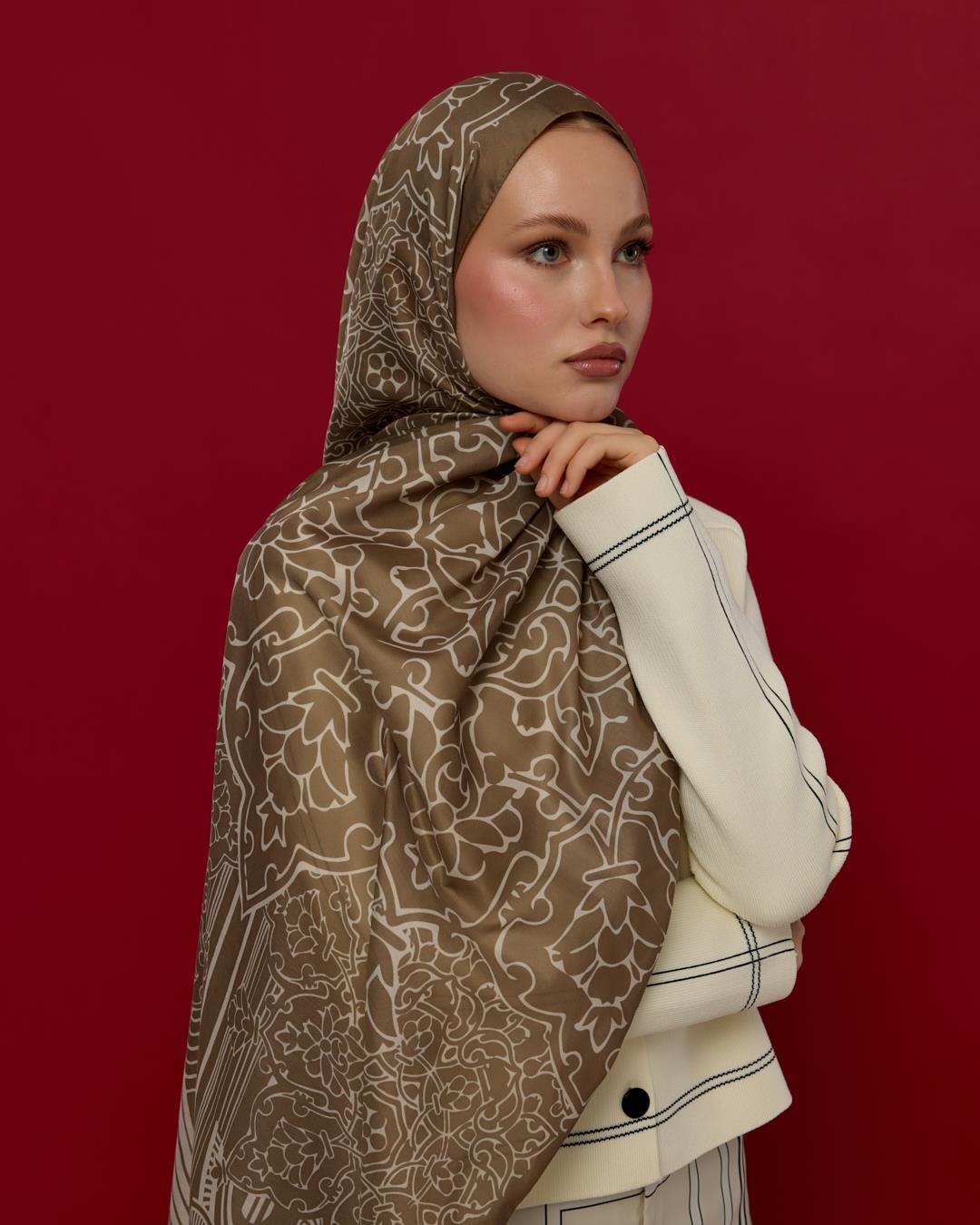 Toprak & Krem Fısıltı Harem Rüyası Desen Şal