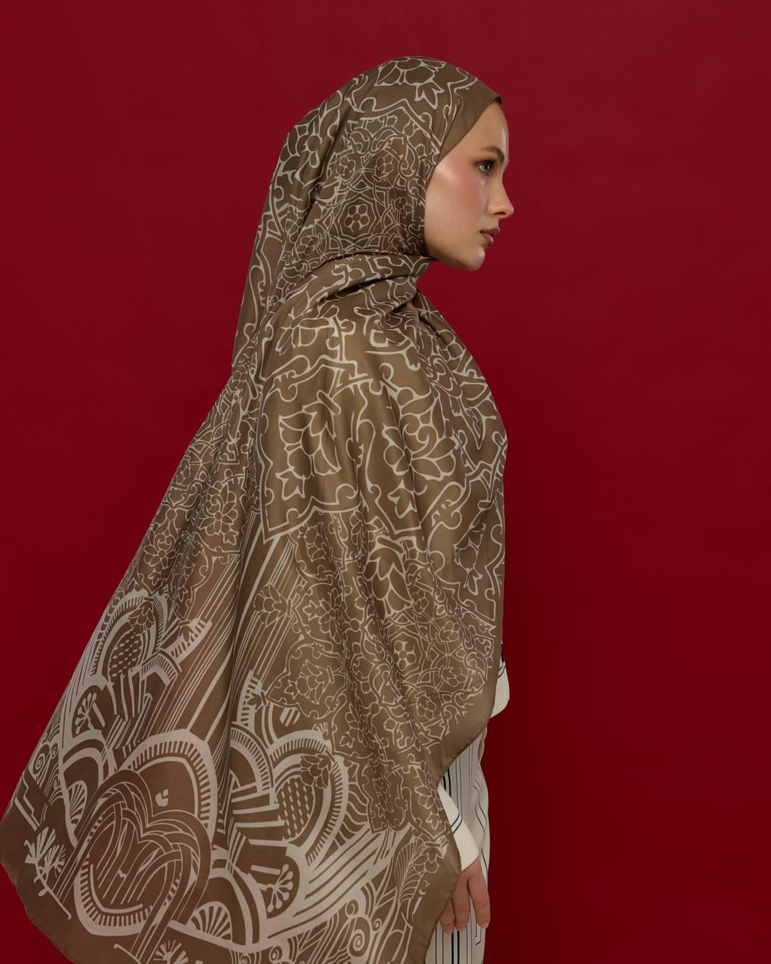 Toprak & Krem Fısıltı Harem Rüyası Desen Şal