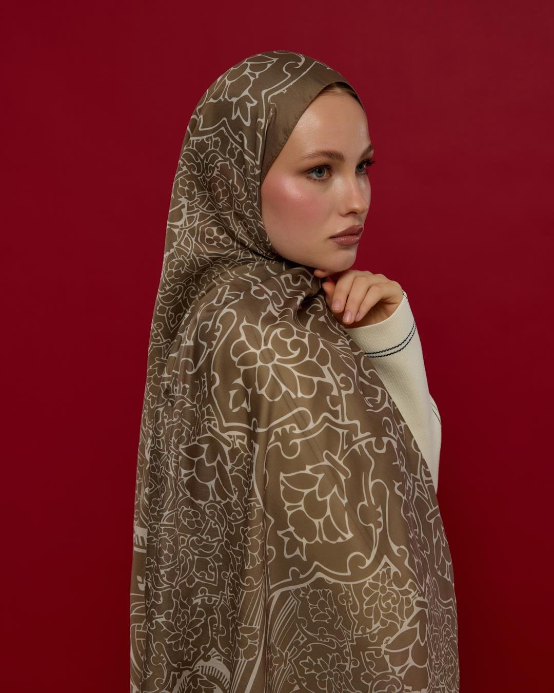 Toprak & Krem Fısıltı Harem Rüyası Desen Şal