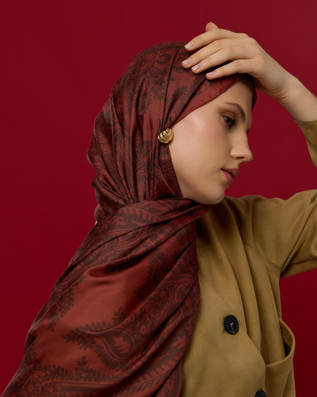 Tuzlu Karamel & Kestane Kabuğu Sultani Desen Şal