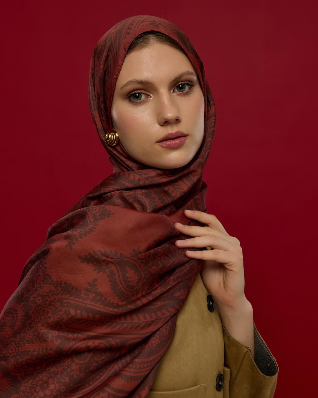 Tuzlu Karamel & Kestane Kabuğu Sultani Desen Şal