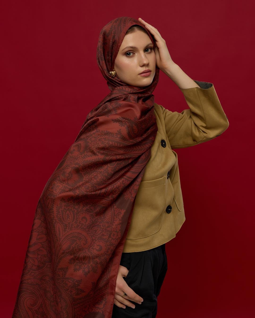 Tuzlu Karamel & Kestane Kabuğu Sultani Desen Şal